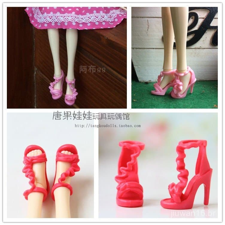 Sapatos de boneca Tangguo, corpo articulado que permite usar sandálias. Sapatos de boneca rosa miniatura de cm, saltos a