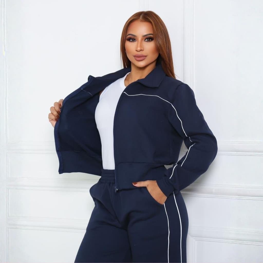 Moletom Conjunto Feminino Blusa e Calça Frio Tecido Flanelado Confortavel Envio Imediato