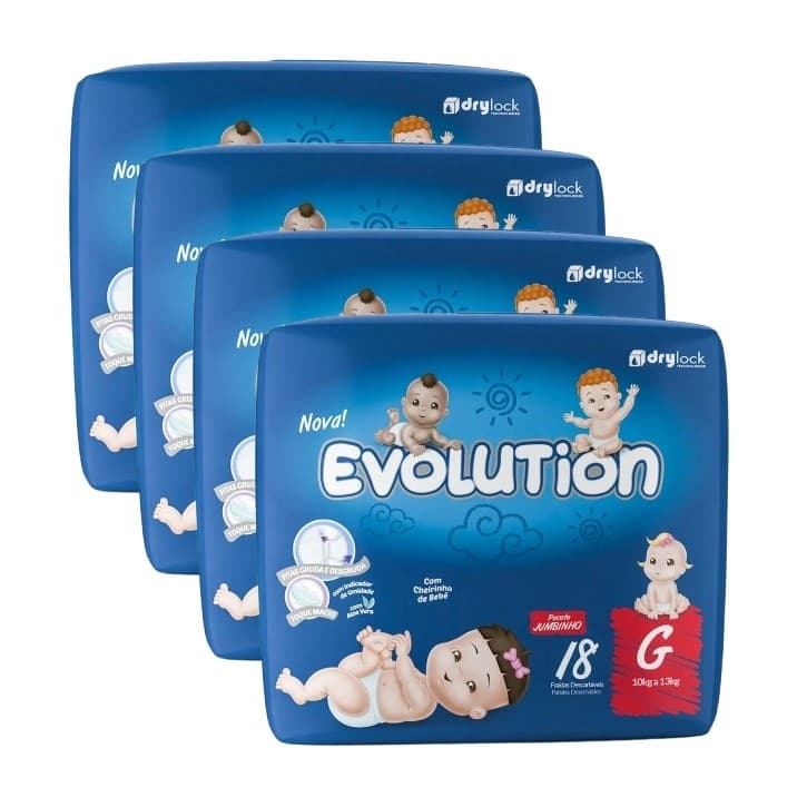 kit 4 Fralda Capricho Evolution Descartável Tamanho G 18 Unidades