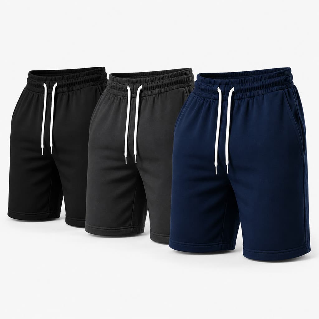 Kit 3 Bermudas Masculinas Moletom Academia Musculação Treino Corrida Fitness Esporte com Bolsos