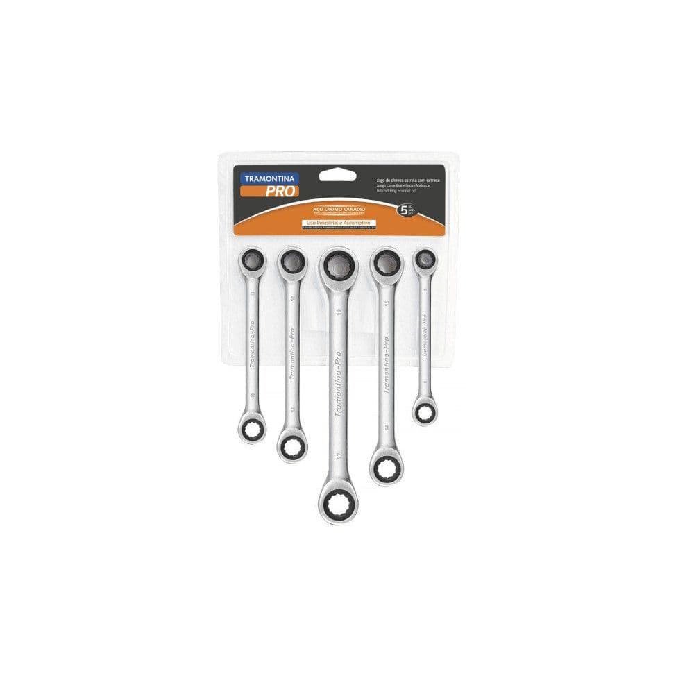 Jogo de Chave Estria com Catraca de 8 a 19mm com 5 peças 44634/505 - Tramontina Pro