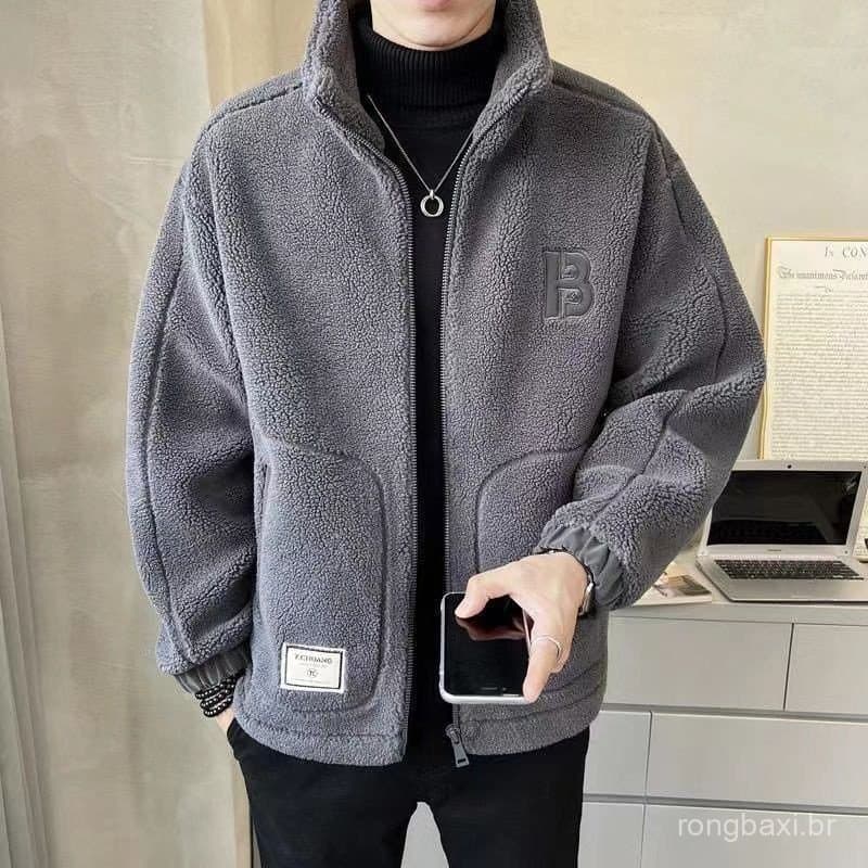 2023 novo estilo versão coreana masculina cordeiro velo algodão acolchoado jaqueta velo acolchoado engrossado jaqueta ma
