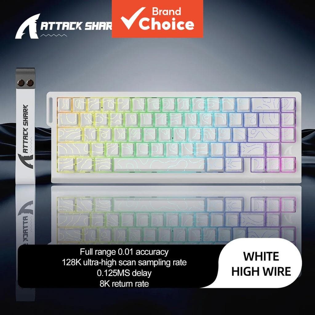 Teclado de Jogos Compacto Attack Shark X68HE, Teclado Mecânico com Fio de 68 Teclas, para PC, Laptop e Jogos de