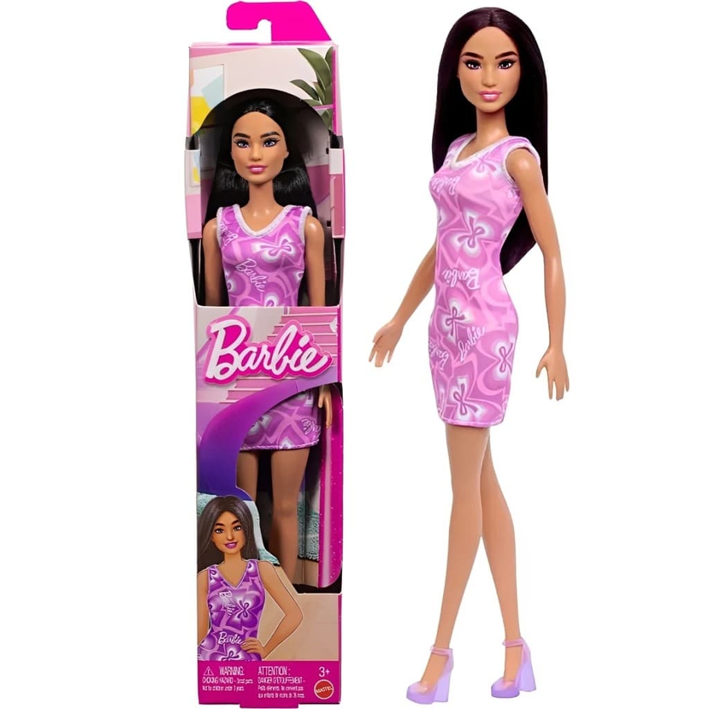 Boneca Barbie Fashion Articulada Cabelo preto Colecionável Para Crianças - Mattel