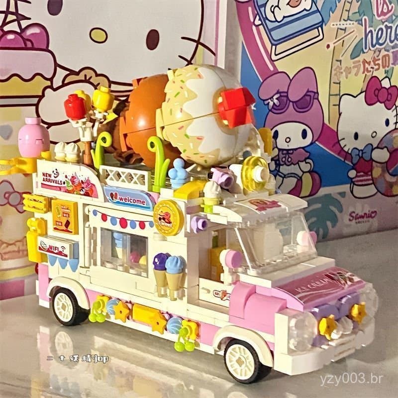 1.000 Peças de Blocos de Montar Lego, Série Meninas, Carrinho de Bolo de Creme, Brinquedos de Montar para Crianças, Pres