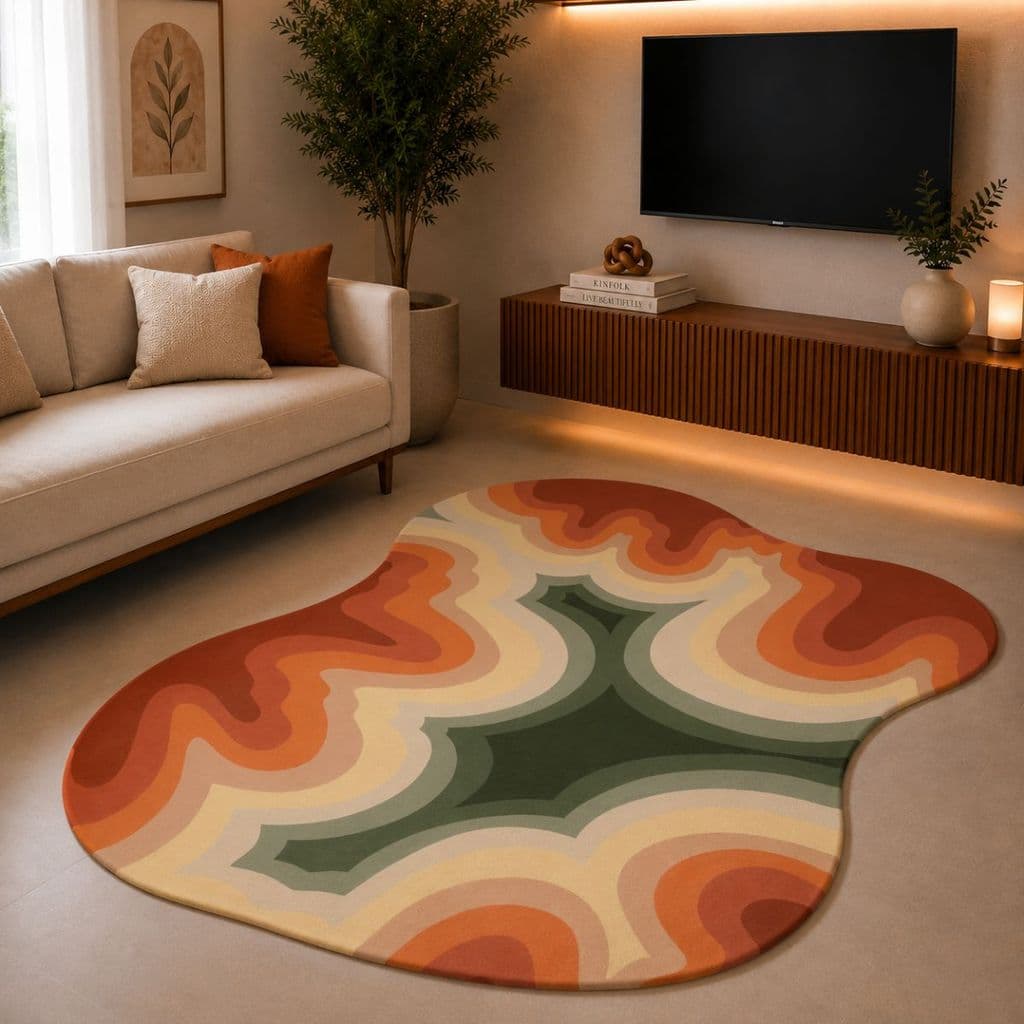 Tapete Orgânico Decorativo 117x67cm Antiderrapante para Sala e Quarto 053