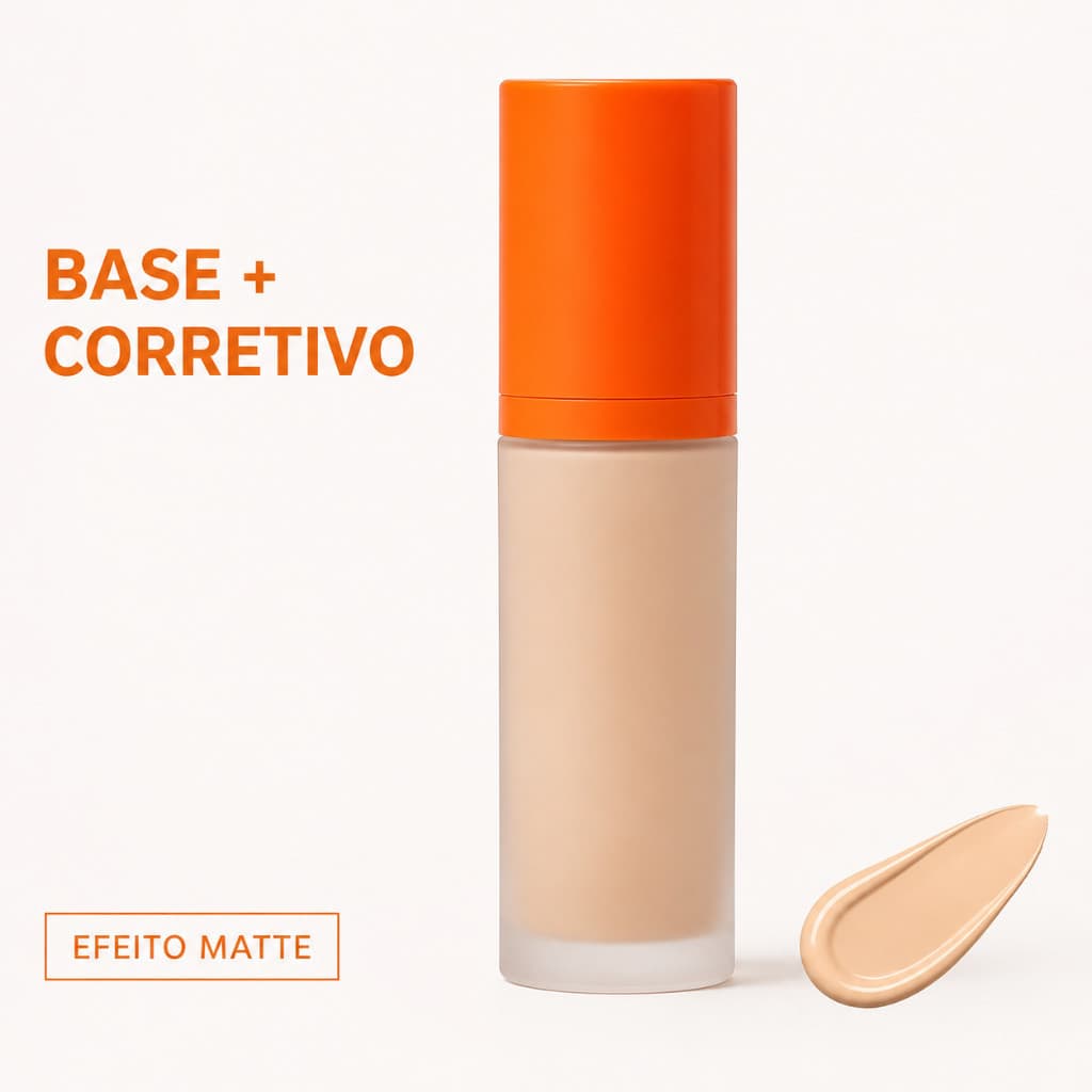 Base + Corretivo Líquido Efeito Matte Textura Suave Aveludada Vários Tons