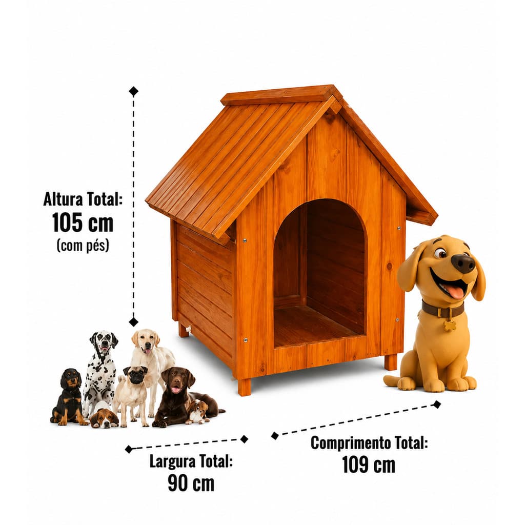 Casa Casinha Pet Cachorro Madeira Cedrilho Luxo Número 6 Porte Grande