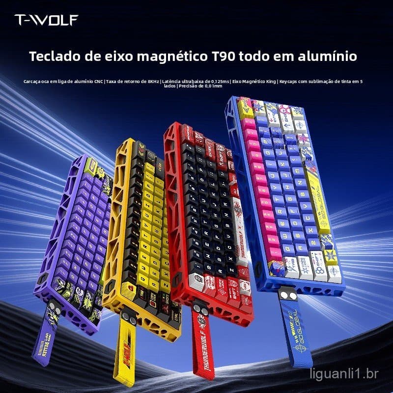 Thunder Wolf T90 Eixo Magnético Teclado Mecânico 8KHz Taxa de Relatório Todo em Alumínio Teclado de Jogo Juvenil Magneto