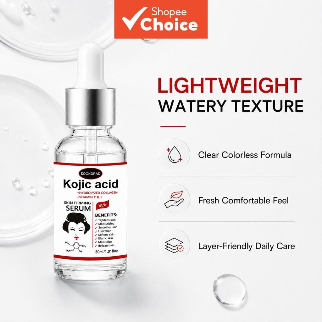 de Ácido Kojic com Hidrolisado, Vitamina C & E, Firmador da Pele, 30ml