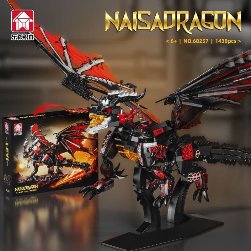 1607 peças de blocos de montar Lego, Dragão de Fogo e Gelo Nightshadow, brinquedo educativo de montagem para meninos