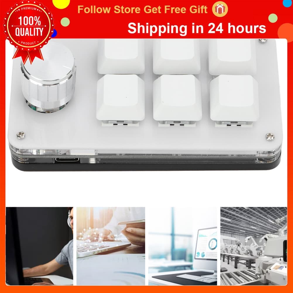 swsww Yoidesu Mini Macro Teclado mecânico Interruptor azul 6 teclas totalmente programável com botão Atalho Teclado