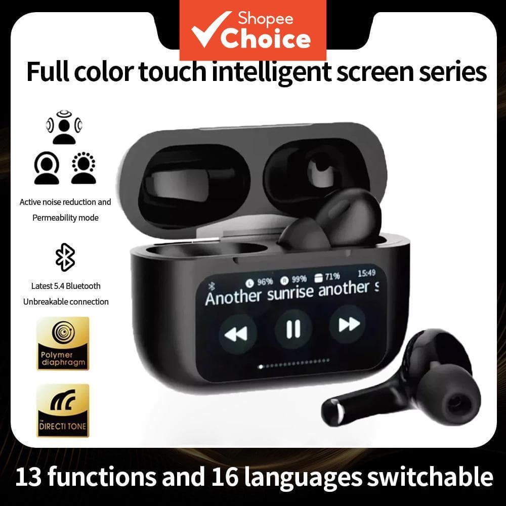  A9 Pro Earbuds Fones de Ouvido Bluetooth Sem Fio Tela Sensível ao Toque Fone de Ouvido para Jogos com Cancelamento de