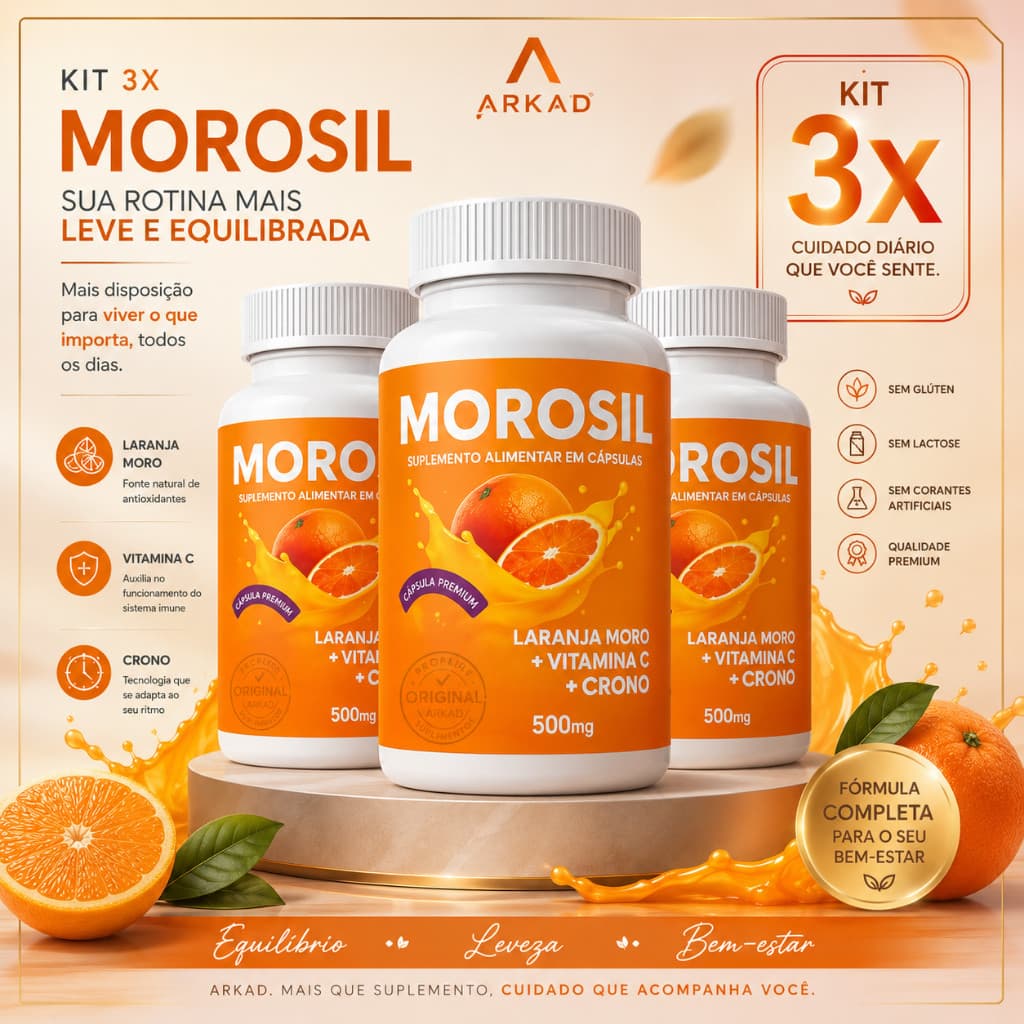 Kit 3 Morosil + Colágeno + Vitamina C - 180 cápsulas  - 100% Natural - Arkad Suplementos