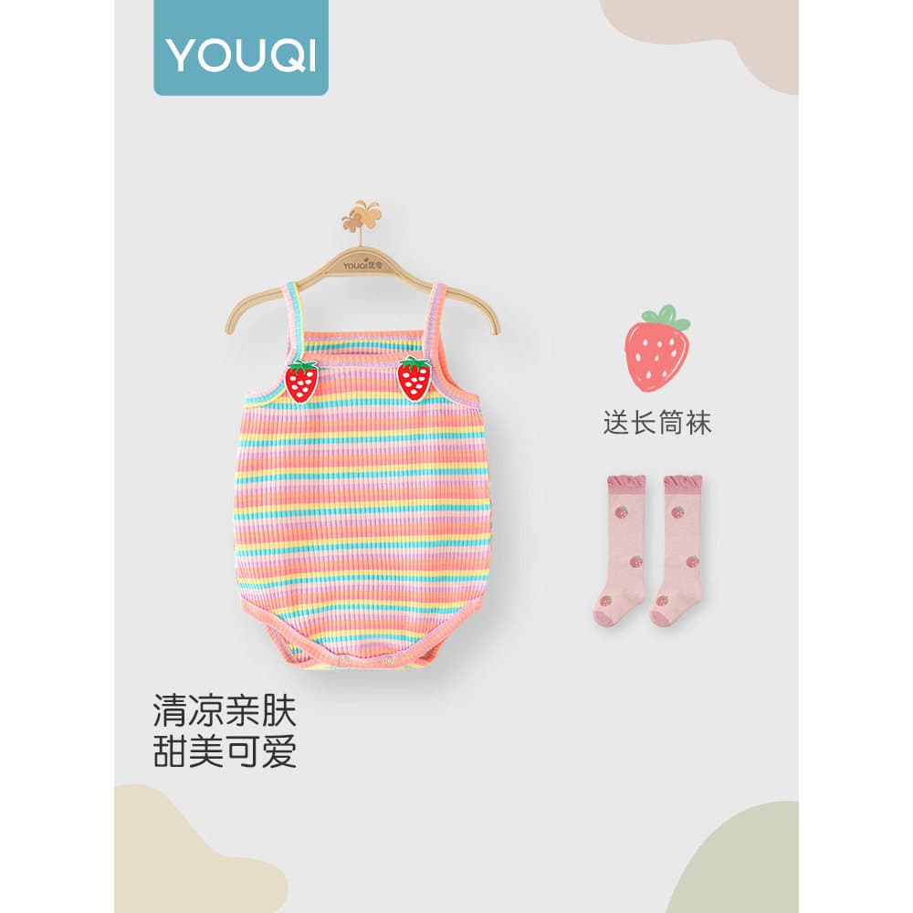Youqi Super bonito roupas de bebê verão estilo fino roupas de bebê meias roupas da menina do bebê estilingue barriga bol