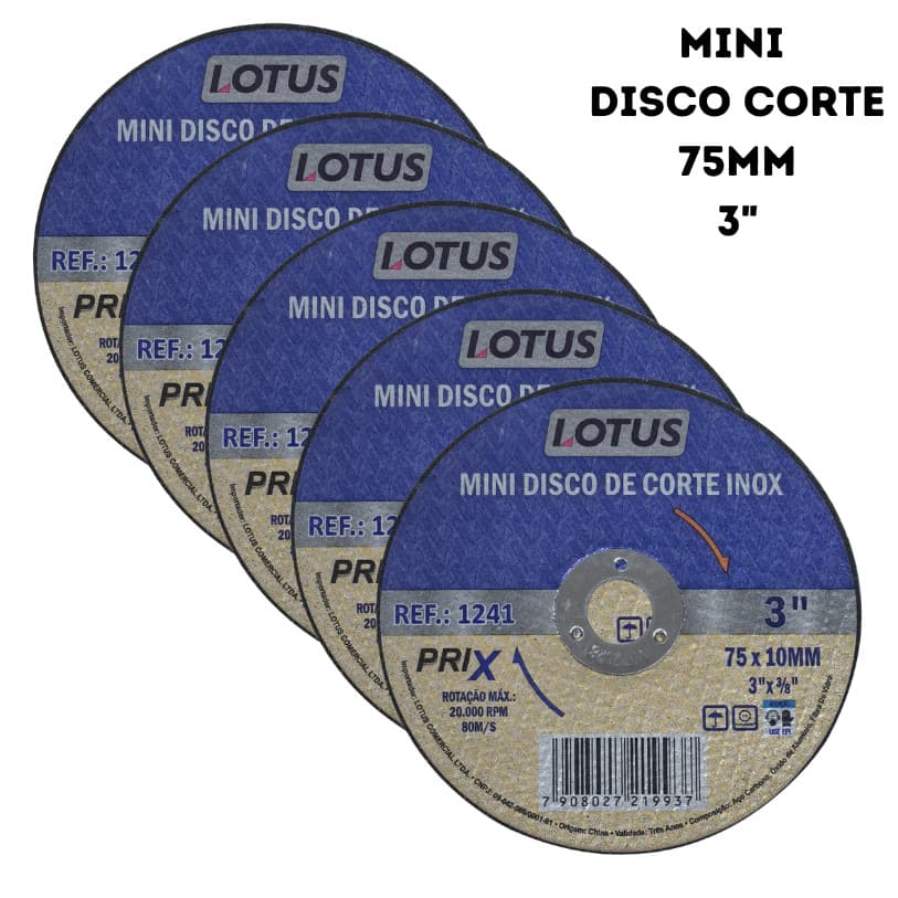 Disco de Corte Mini Esmerilhadeira 75mm 3" Mini Inox Aço Metalon Chapa Ferro Zinco