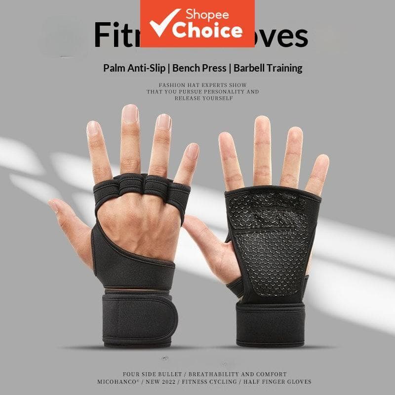 Luvas de treino de meio dedo para academia, unissex, com pressão para levantamento de peso, barra, halteres, pull-up e