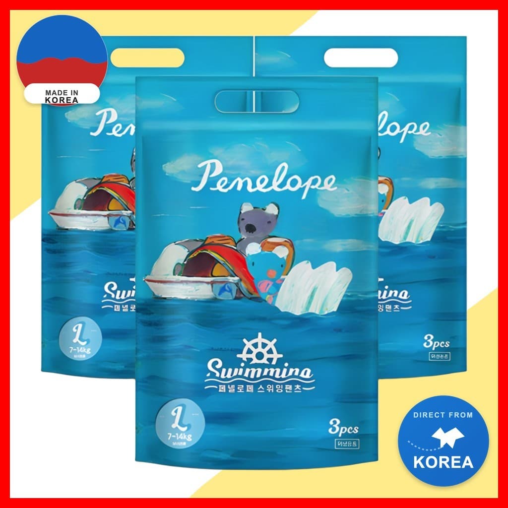 [penelope] Fraldas Para Calças De Natação Unissex L 9 Unidades/Coreanas Bebês/Descartáveis Da Escolha Diária