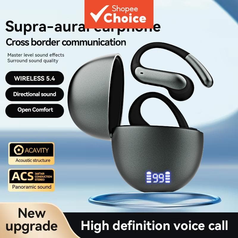 Fones de ouvido, Earbuds Bluetooth com cancelamento de ruído, fones tipo C com gancho seguro, estojo digital, para