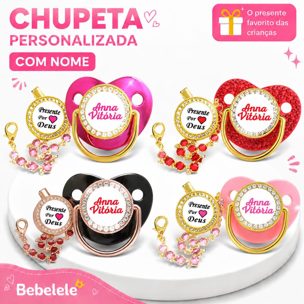 Chupeta plana para bebê com clipe de chupeta chupeta com nome chupeta de bebê