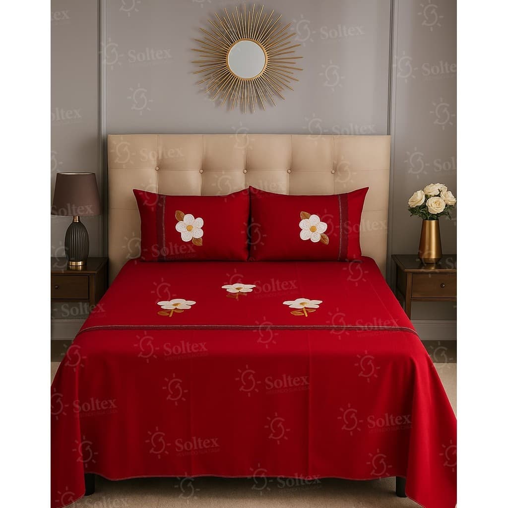 Jogo Para Cama Lençol Casal Grande Floral Bordado Artesanal 3 peças Oxford Com 2 Fronhas Colcha Com Barra Bordado Ingês