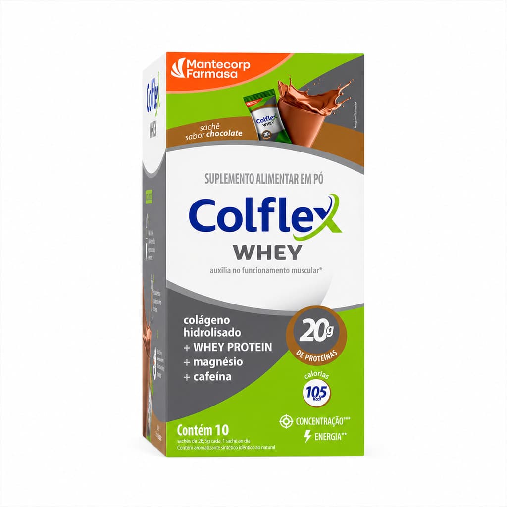Colflex Whey Protein Chocolate  10 Sachês c/ 20g de Proteína
