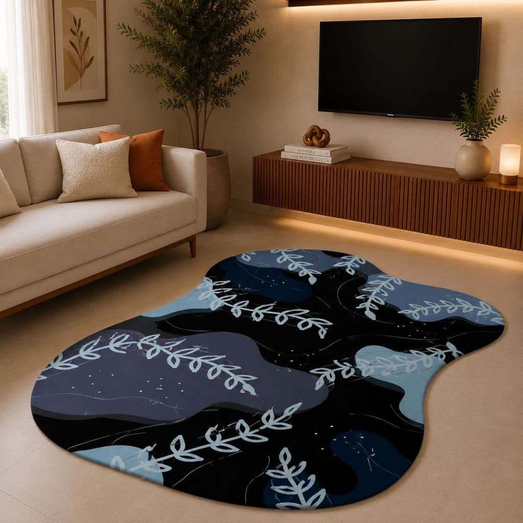 Tapete Orgânico Decorativo 117x67cm Antiderrapante para Sala e Quarto 043