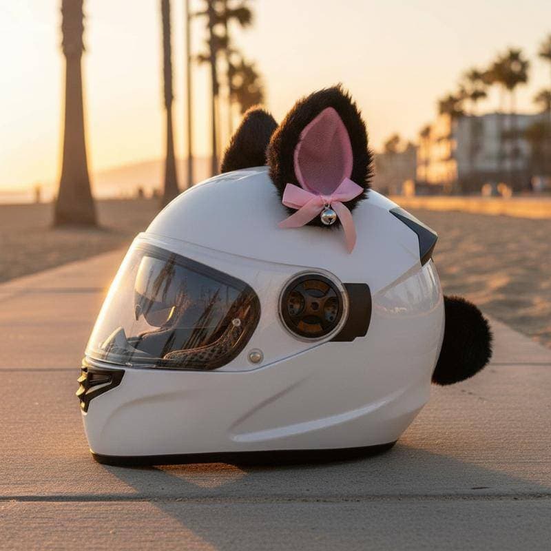 LTBR 2-Pa Acessórios Para Capacete Com Orelhas De Gato De Pele Sintética , Gatinho De Pelúcia Removíveis , Serve De Moto
