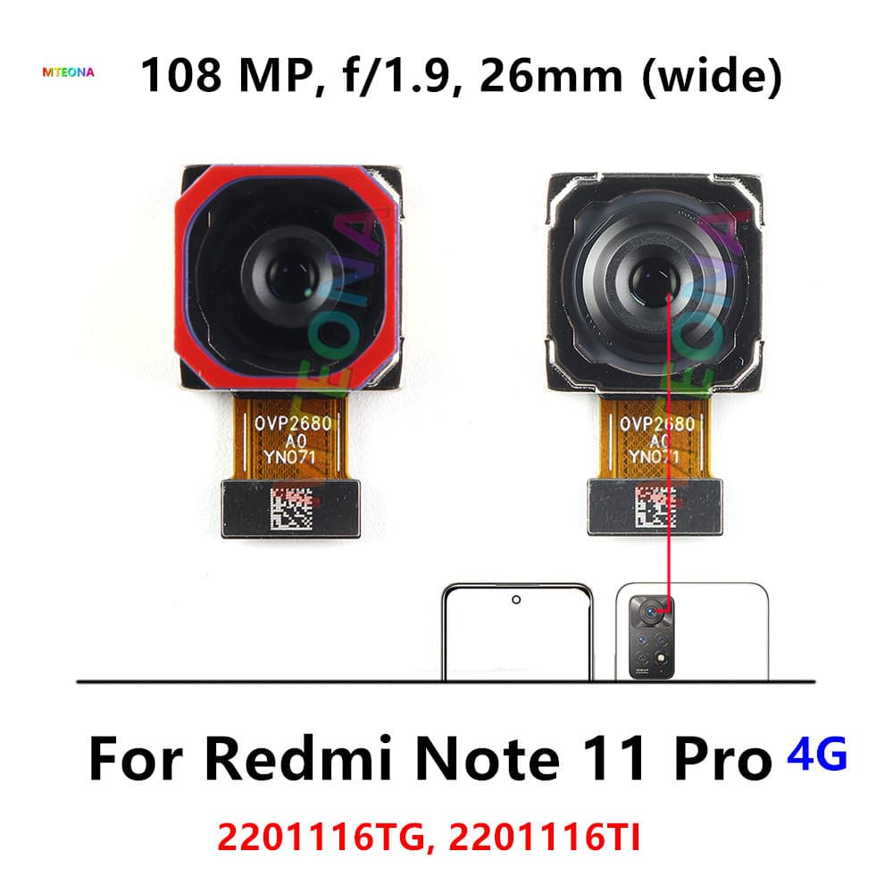 Câmera Traseira De 108MP Para Xiaomi Redmi Note 11 Pro 4G Módulo De Principal Peças De Reparo De Smartphone 2201116TG , 