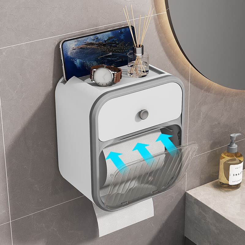 Prateleira de papel higiênico doméstica, suporte de parede para rolo de papel, caixa de tecido higiênico, suporte de tec