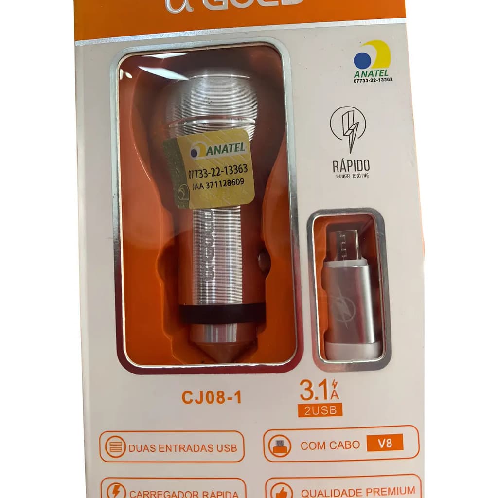 🔌🚗 KIT CARREGADOR VEICULAR RÁPIDO  3.1A COM CABO (CJ08-1) ✨⚡
