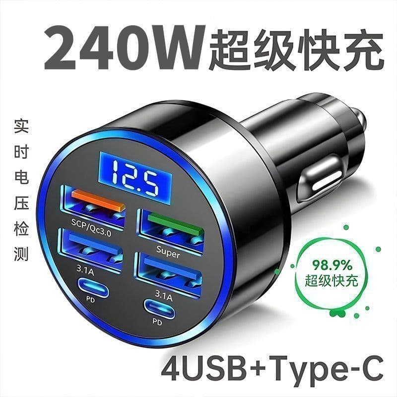 240W carga Super rápida carregador de carro usb telefone móvel carga rápida Plug isqueiro do carro detecção de tensão em