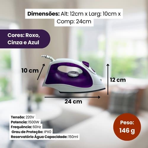 Ferro Passar Roupas A Vapor Premium Alta Potência Design Ergonômico 220V