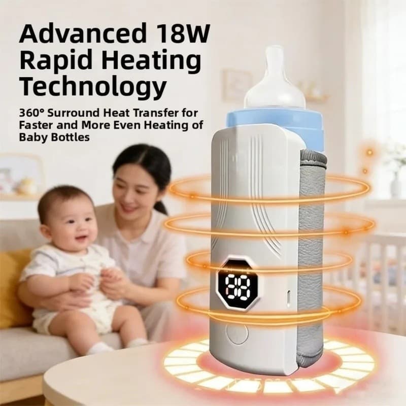 Aquecedor De Leite Para Bebê Com Controle De Temperatura Mamadeira Sem Fio Display LED