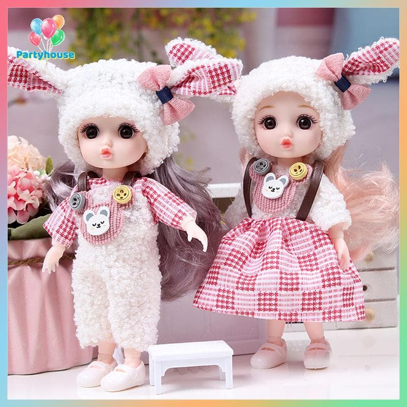 UTZN > 16cm Mini Boneca Bonecas Articuladas Móveis 3D Olhos Grandes De Brinquedo DIY Com Roupas Vestir Para De Menina No