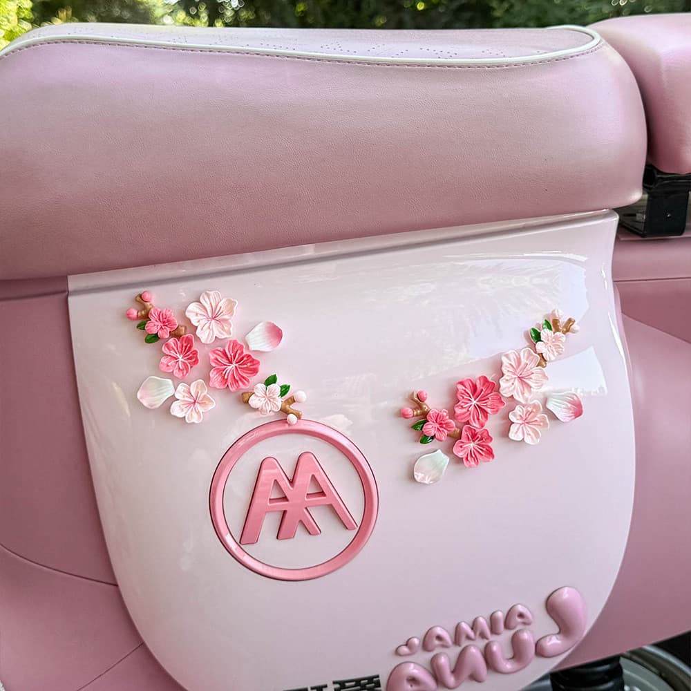Adesivo de flor de pêssego para decoração de carros e motos elétricas, acessório 3D em formato de flor, acessório para m