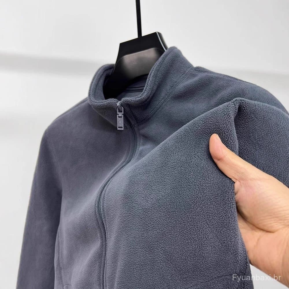 2025 outono inverno masculino gola alta zíper Cardigan jaqueta outono inverno masculino quente velo cor sólida jaqueta m