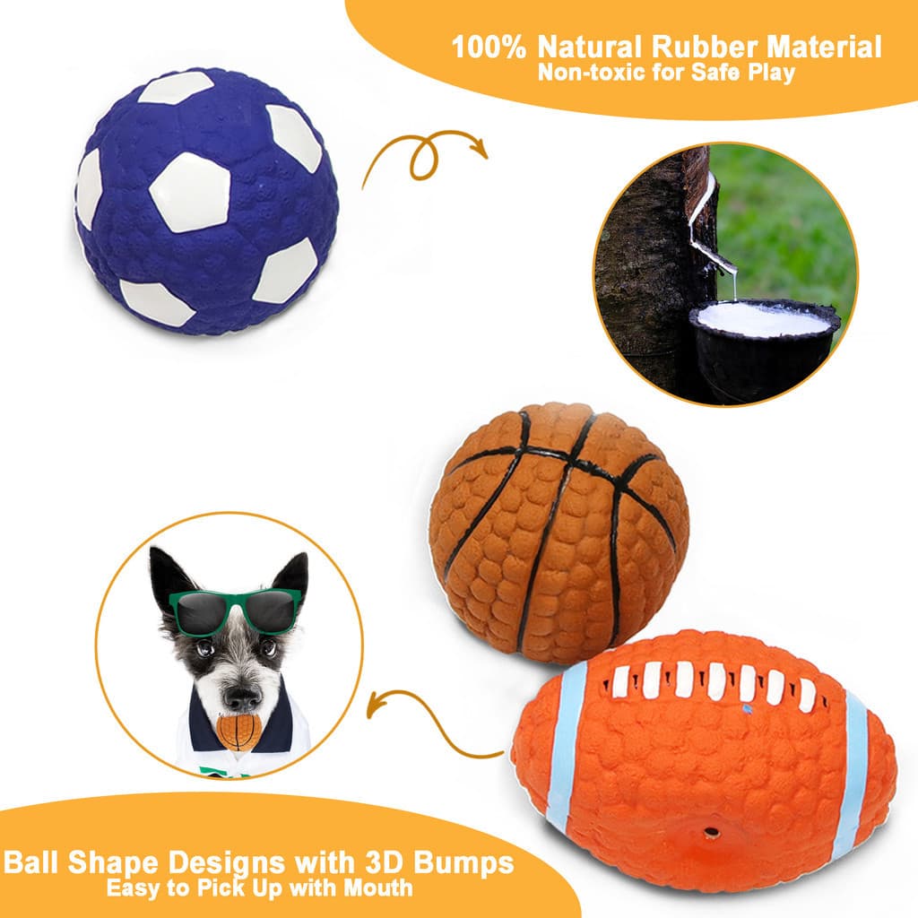 Leilei bola de brinquedo para cachorro com som de látex brinquedo para cachorro para filhotes Rugby futebol pequeno cach
