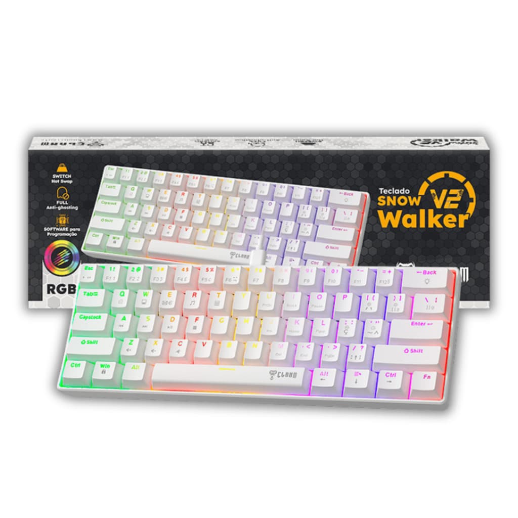 Teclado Gamer Snow Walker V2 60% Rgb Mecânico Switch Red Vermelho Clanm