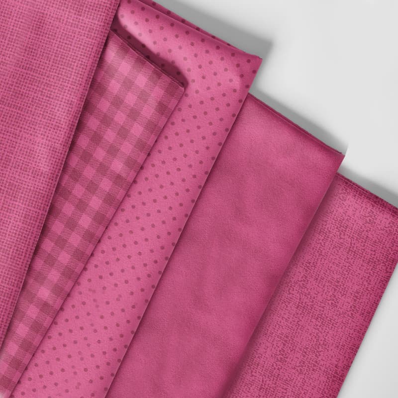 Tecido Tricoline Estampas Rosa Choque Poá Textura Juta Poeira Artesanato Pano Costura Patchwork
