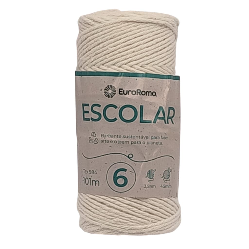 Barbante de Algodão EuroRoma Escolar nº 6 – Ideal para Crochê e Artesanato