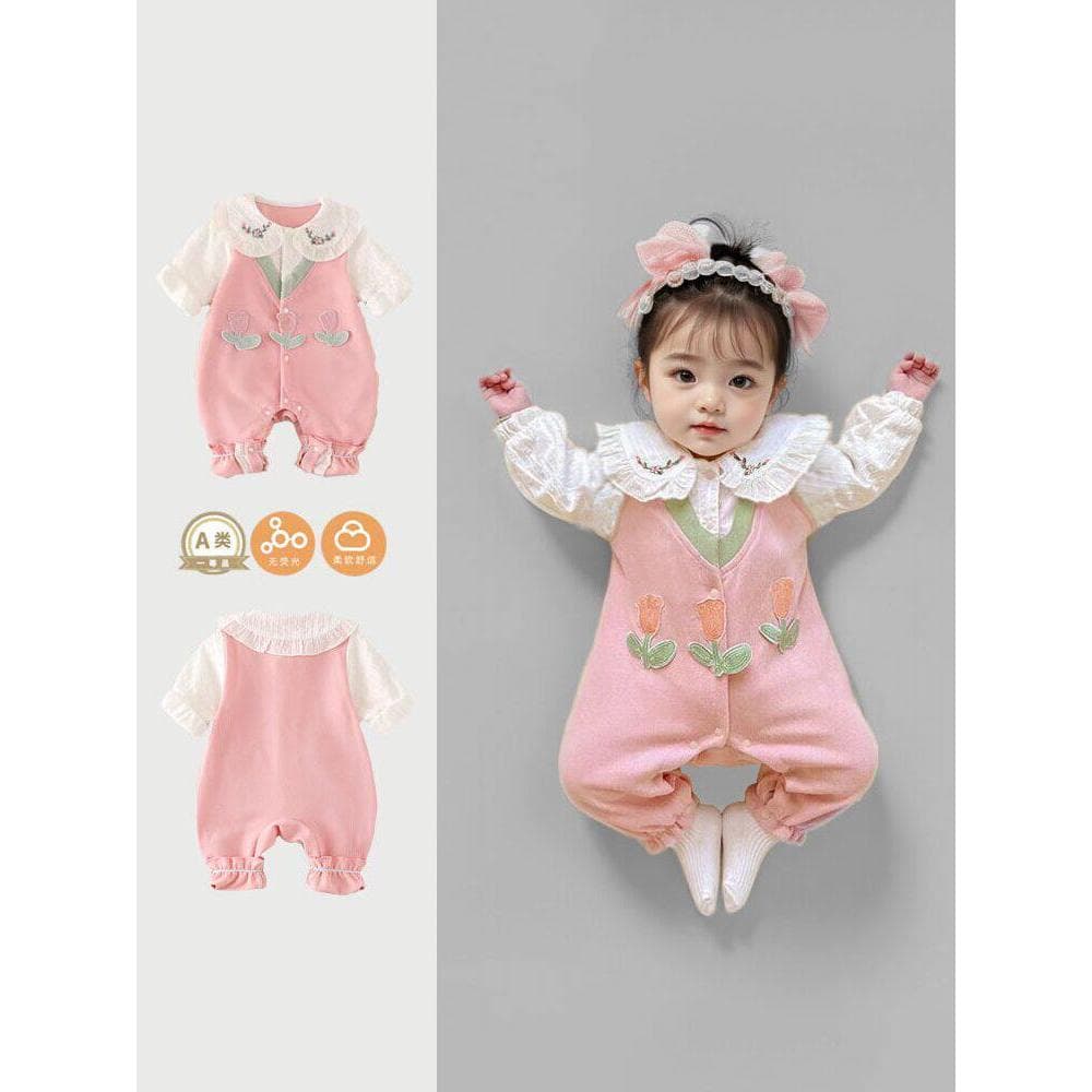 Roupas de bebê roupas de bebê menina primavera outono macacão classe a manga comprida dopamina usar um ano de idade bebê