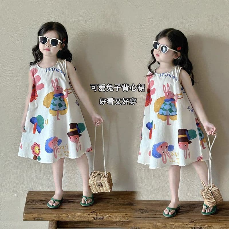 Meninas vestido de verão vestido este ano novo estilo crianças camisola vestido fino saia de algodão feminino vestido de