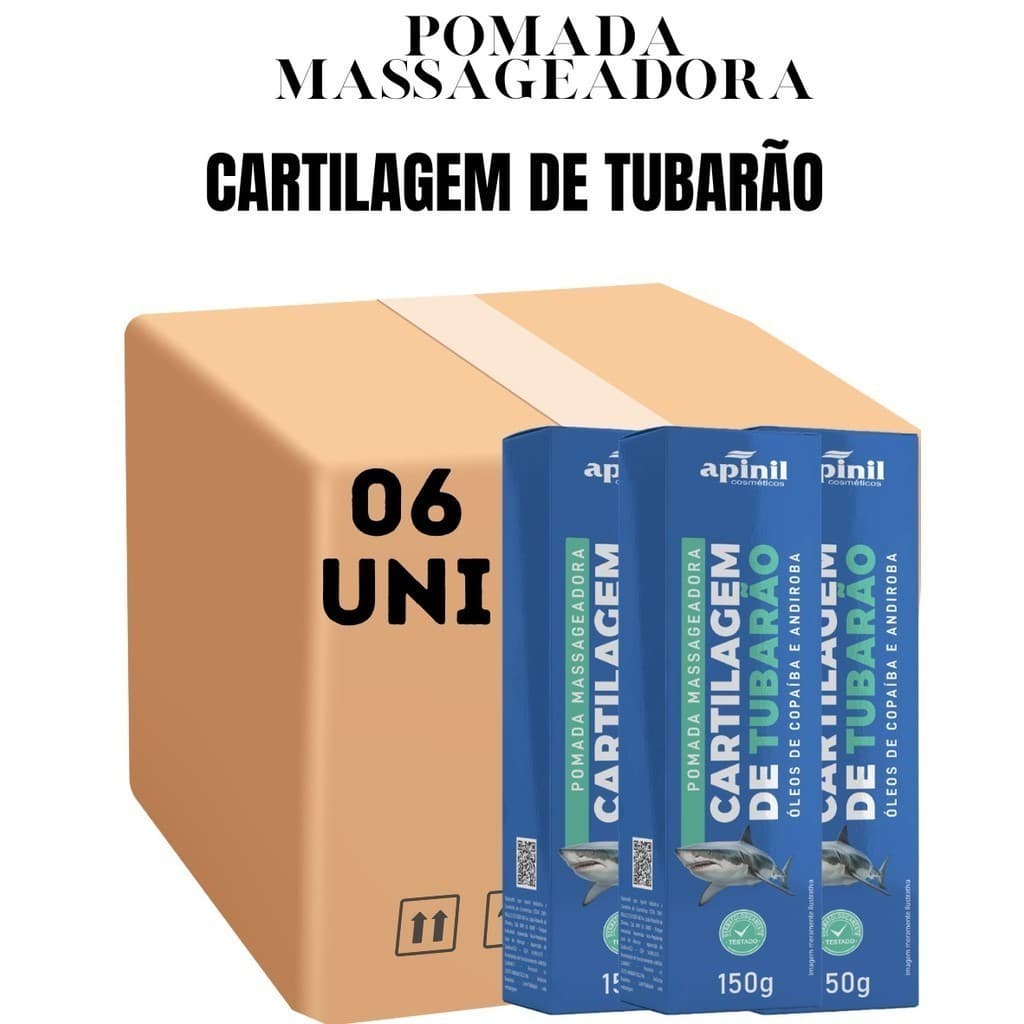 Kit 06 Unidades Pomada Cartilagem de Tubarão Apinil 150g