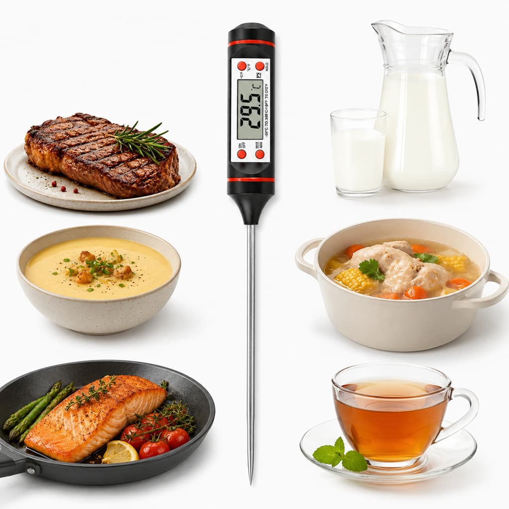 Termômetro Culinário Digital Tipo Espeto Para Cozinha Churrasco Carne Leite Óleo Com Leitura Rápida