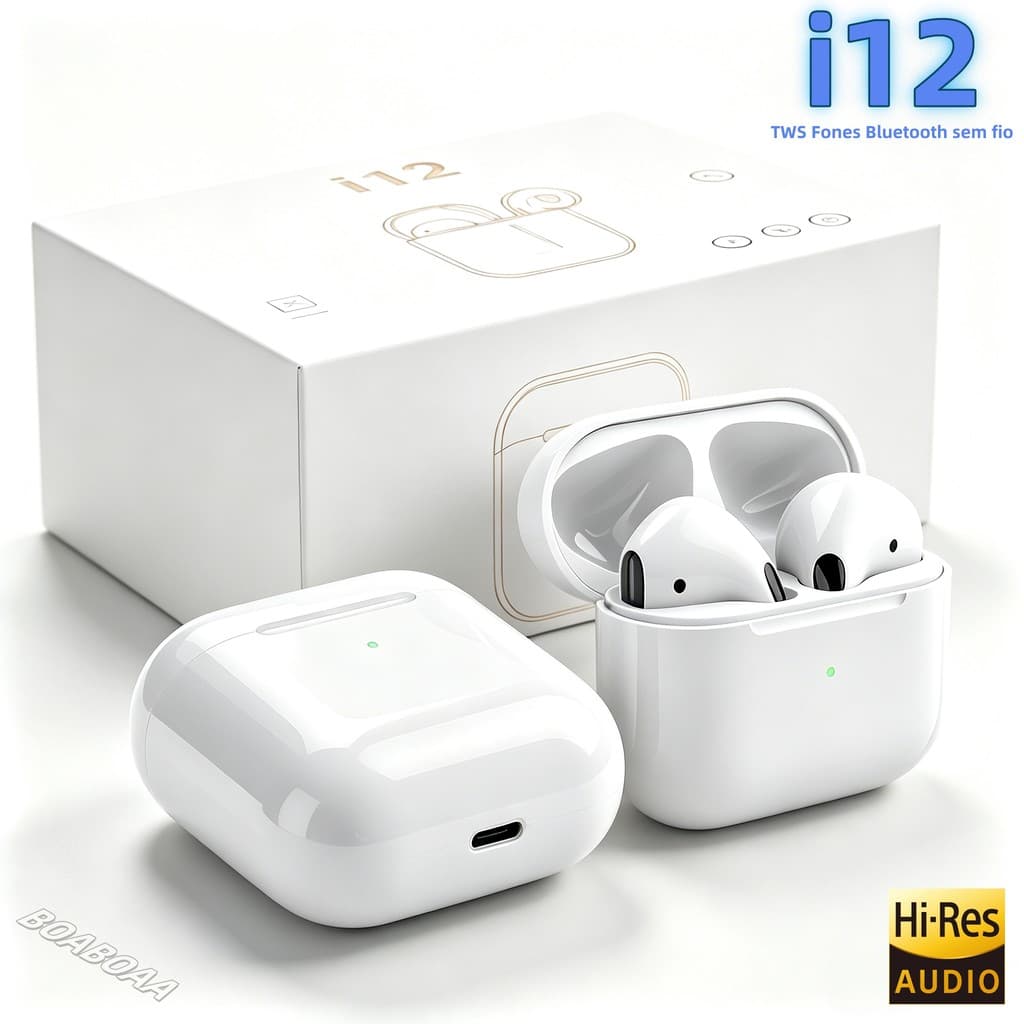 Kit com 2 unidades fone Bluetooth sem fio i12 TWS touch (Bluetooth 5.0) envio rápido