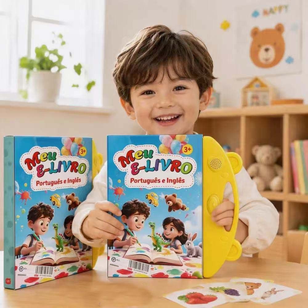 Livro Infantil com Som e Toque Inteligente – Bilíngue PT/EN – Brinquedo Educativo Interativo