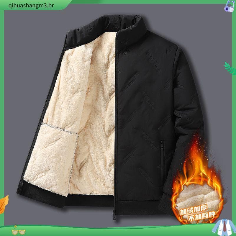 Jaqueta acolchoada masculina outono inverno lã de cordeiro solta tamanho grande acolchoado jaqueta masculina inverno laz