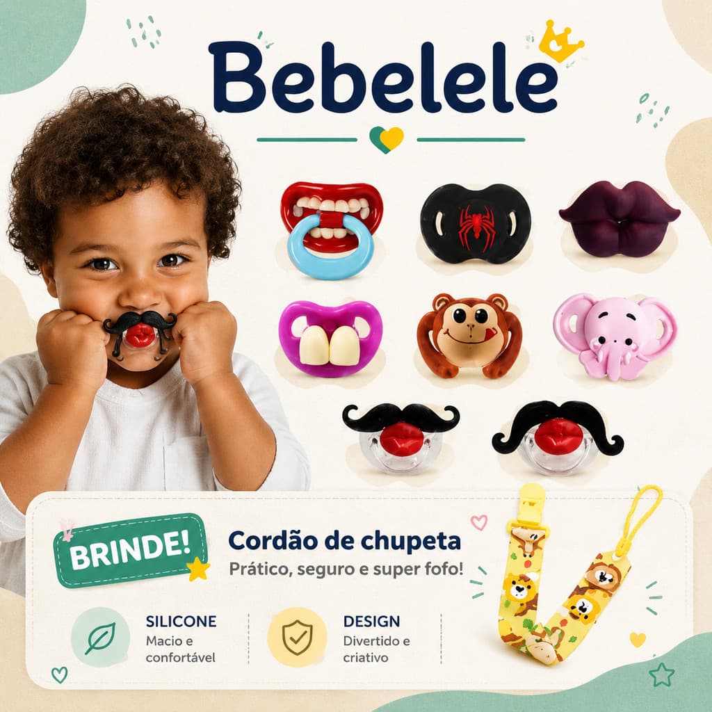 Chupeta para bebê, chupeta personalizada com design divertido, presente de aniversário SJNY Q6L6