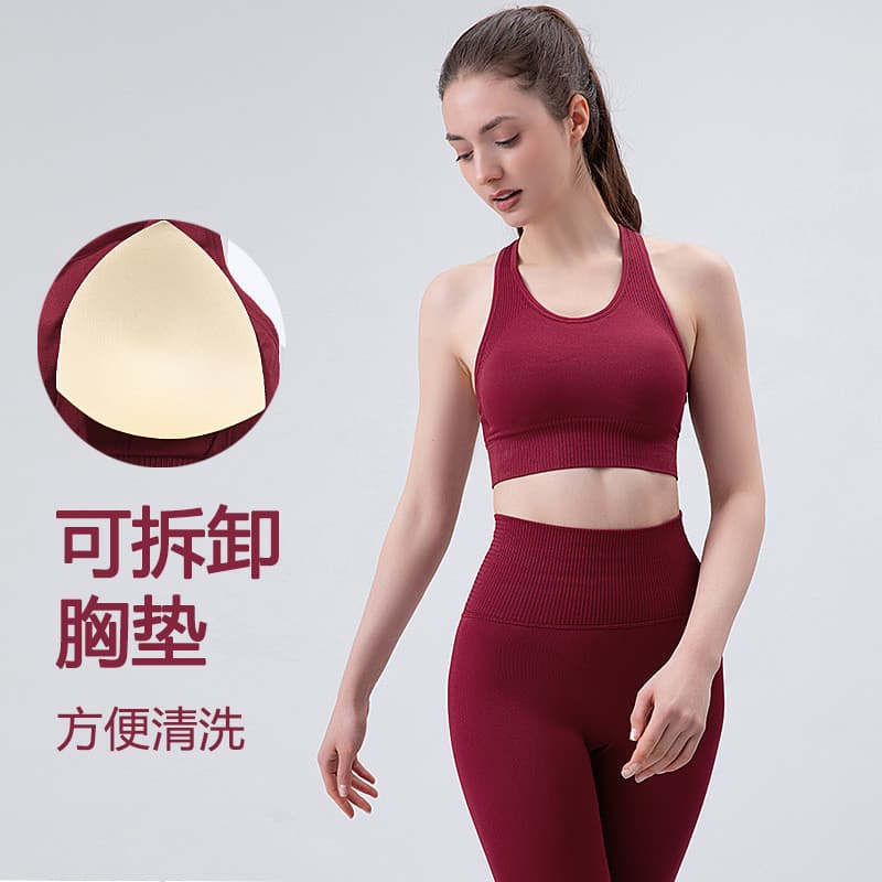 Roupa interior esportiva feminina com almofada no peito correndo roupas de yoga de Fitness bela volta absorção de choque